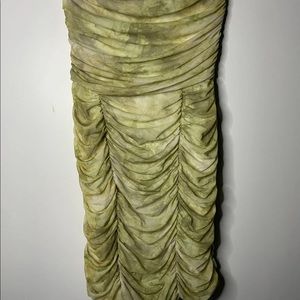 Off the shoulder ruched green dress